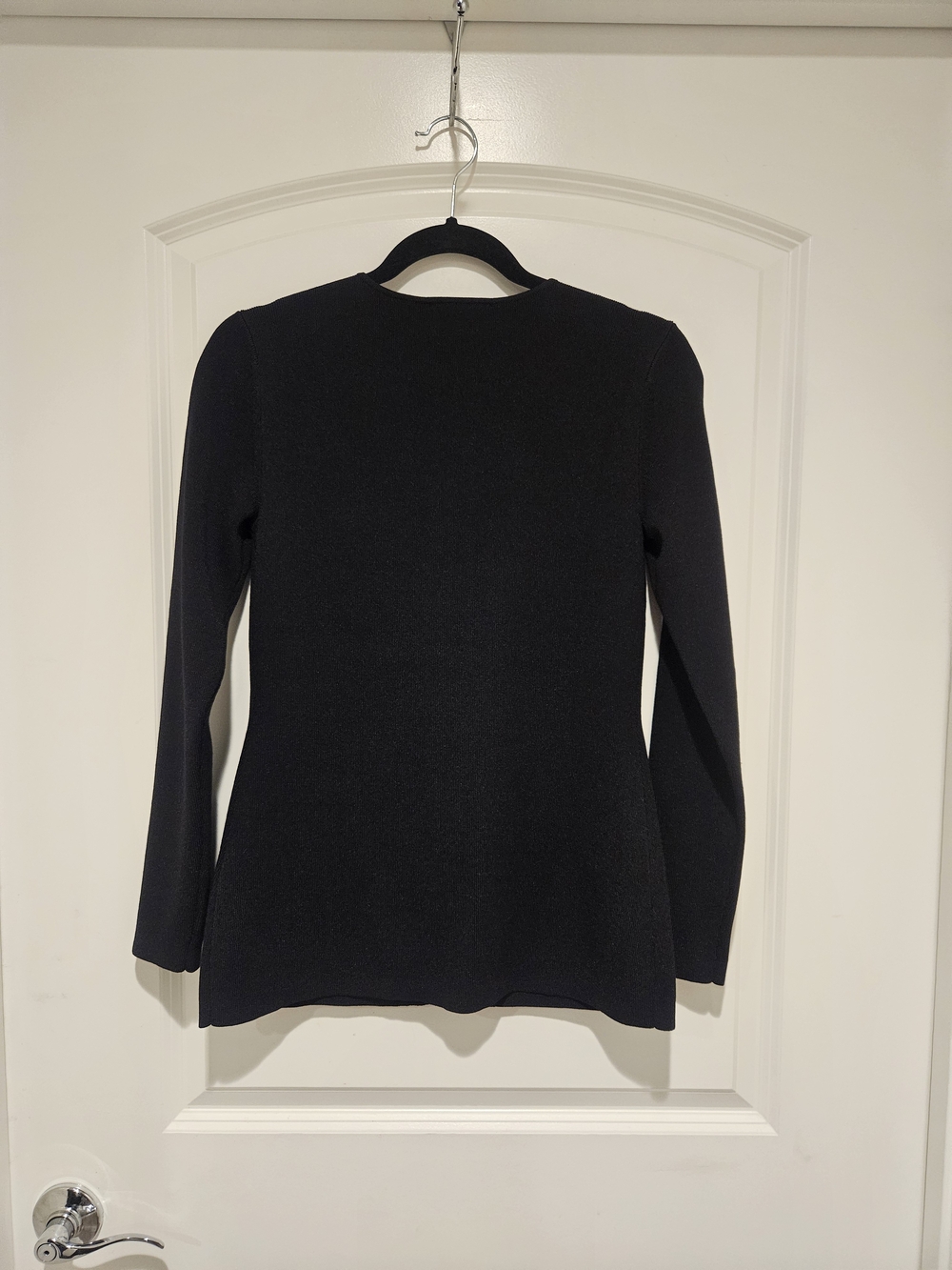 Ann Taylor Black Collarless Knit Jacket/Blazer with Gold Buttons #939 - Picture 2 of 5